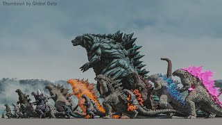 GODZILLA EVOLUTION 3D ANIMATED COMPARISON 2024  Godzilla Size Comparison 3d Animation [upl. by Eichman]