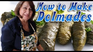 How to Make Dolmades  Dolmadakia  Greek Stuffed Grape Leaves [upl. by Sayed]