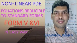 NONLINEAR PDE FORMV IN TELUGU REDUCIBLE TO STANDARD FORMS [upl. by Shaddock]