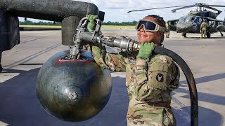 Fueling Up External Tanks of US Powerful Helicopter Before Mission Takeoff [upl. by Tamaru600]