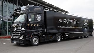 MercedesBenz Weltmeistertruck für den Empfang der Nationalmannschaft in Berlin [upl. by Wilinski998]