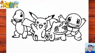 Pokemon drawing  How to draw  step by step tutorial  artist bhai [upl. by Blain754]