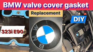 Valve cover gasket replacement  BMW 323i  DIY  E90 [upl. by Smitty]