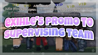 Exihles Promotion To Supervising Team  Frappe ROBLOX [upl. by Narrat]