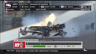 Sebastien Bourdais Huge Crash 2017 Indy500 Qualifying [upl. by Mcgrath]