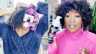 Rollerset on Natural Hair 🍃TGIN Rose Water Curl Defining Mousse [upl. by Enimrac]