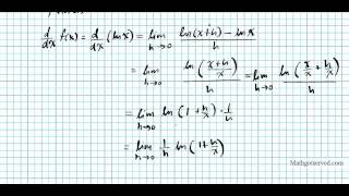 derivation of the derivative of ln x using limits ddxln x 1x proof rigorous Calculus AB BC [upl. by Nada138]