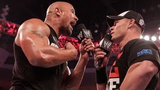 The Rock and John Cena engage in a WrestleManialevel war of words Raw March 5 2012 [upl. by Ailhad924]