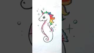 Seahorse Drawing Colouring seahorse How to Draw easy Kids video art kids youtubeshorts viral [upl. by O'Meara]