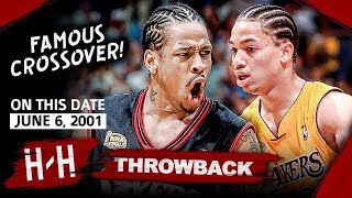 Allen Iverson LEGENDARY Game 1 Highlights vs Lakers 2001 Finals  48 Pts Crossover On Tyronn Lue [upl. by Annaitsirhc]