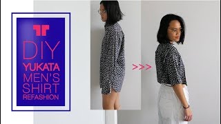 DIY Mens Shirt Refashion  Japanese style Yukata  AFRAShandmade [upl. by Llekram]