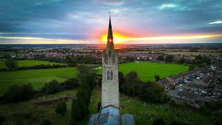 Hanslope Church Milton Keynes Sunset by drone [upl. by Drawde]