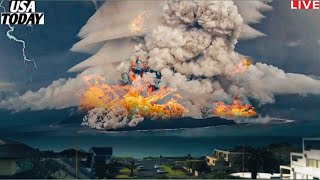 Horrible today Live Footage of the Tonga Volcano Explosion continues Sea engulfed in thick smoke [upl. by Lohse870]