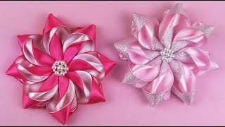 How To Make Kanzashi Flower I DIY Ribbon Flower [upl. by Alfonso]