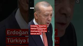 “İstəyirlər Türkiyə ErmənistanAzərbaycan sülhünə kömək etsin” Erdoğan [upl. by Eenerb]