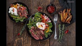 REZEPT Steak Salat Bowl mit Spargel und Ofenpommes [upl. by Krystal]