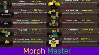 Morph Master all Morphs Showcase  Noobs Vs Zombies Legions [upl. by Fennessy418]