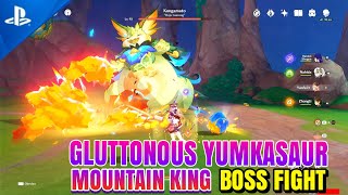 Gluttonous Yumkasaur Mountain King Boss Figh  Genshin Impact [upl. by Berman733]