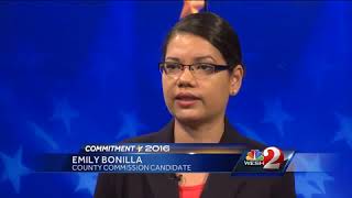 Bonilla vs Edwards WESH 2 News Debate Orange County Commission District 5  2016 Campaign [upl. by Atirihs]