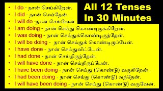 Learn All 12 Tenses in Tamil in 30 Minutes  12 tenses in English grammar in Tamil  Tenses formula [upl. by Mcintyre]