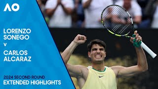 Lorenzo Sonego v Carlos Alcaraz Extended Highlights  Australian Open 2024 Second Round [upl. by Rebmaed574]