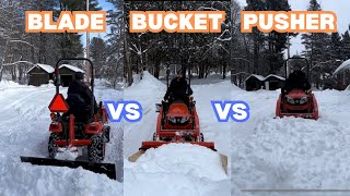 What is the Best Snow Plowing Implement for your Subcompact tractor [upl. by Charlot]