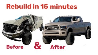 Rebuilding a destroyed 2017 Ram in 15 minutes [upl. by Rafa351]