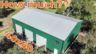 How much is a 40x60 Metal Building with concrete in Texas  WolfSteel Buildings [upl. by Irmgard879]