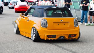 CRAZY Tuner Cars arriving a Carshow  ULTRACE 2023 [upl. by Enaols648]