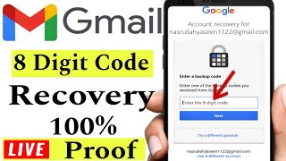 8 digit backup code 2024  8 digit backup code gmail lost  Gmail Account Recovery 2024 [upl. by Crutcher]