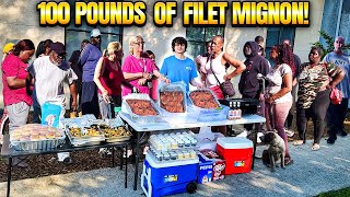 Cooking 100 Pounds Of Filet Mignon For The Homeless [upl. by Lil]