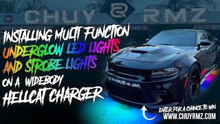 Installing Multifunction Underglow led lights and strobe lights on a 2016 widebody hellcat charger [upl. by Pressman273]