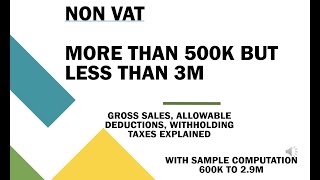 NON VAT 600K TO 29M sales sample computation [upl. by Cousins]