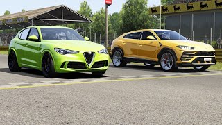 Alfa Romeo Stelvio Quadrifoglio vs Lamborghini Urus at Monza Full Course [upl. by Zetrom]