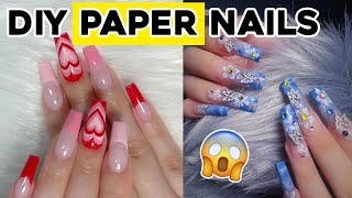 How to make nails with paper 😱 waterproof  how to make nails ✨  DIY paper nails  paper craft [upl. by Aspasia590]