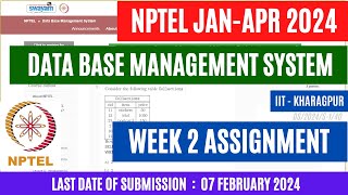 Data Base Management System Week 2 Assignment 2  JanApr 2024 OPEducore [upl. by Aicnatsnoc]