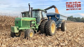 2wd John Deere 4955 on Grain Cart Duty with a Kinze 640 [upl. by Ferrel]