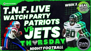 TNF Live Watch Party  Patriots vs Jets Wk3 The Real Fantasy Playmakers [upl. by Anayia640]