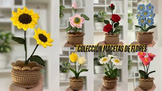 Tutorial Colección De Macetas A Crochet  Diseño 3  Girasoles💚Mayelin Ros [upl. by Inalan616]