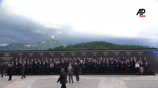 Participants of Ukraine Peace Summit in Bürgenstock pose for family photo [upl. by Ruthven]