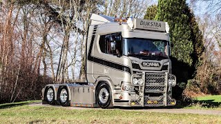 NEW DIJKSTRA PLASTICS SCANIA R650 NextGeneration V8  LOUD open pipe sounds ONBOARD [upl. by Mareah509]