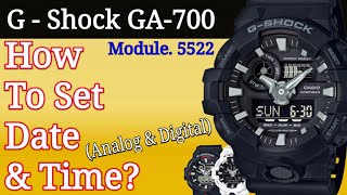 GShock GA700 Time Adjust  Set Date amp Time AnalogDigital GShock 5522 [upl. by Elyrehc203]