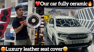 😮luxury leather seat cover 🤩  ❤️our car fully ceramic🔥  Aj Squad 😍 Ajees [upl. by Fidellia]