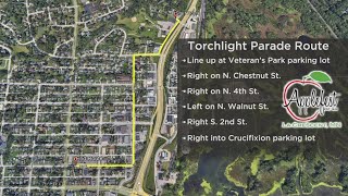 Inaugural Torchlight Parade Thursday for La Crescent Applefest [upl. by Rexanna623]