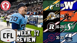 Week 17 Review 2024 CFL Season [upl. by Ellatsirhc]