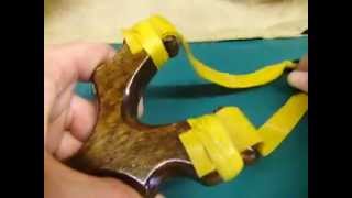 attaching flat bands to a catapult using the wrap and tuck method [upl. by Anerres645]