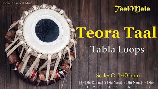 Teora Taal Tabla Loops  taalmala 140 bpm  Scale C [upl. by Wendell]