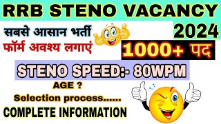 RRB STENOGRAPHER VACANCY 2024  WATCH NOW 🔥🔥😎RStenographer [upl. by Charis]