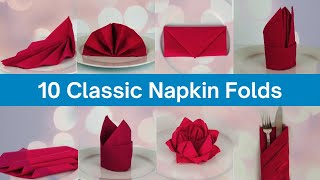 StepbyStep Guide 10 Classic Napkin Folds for Restaurants Weddings Venues and Banqueting [upl. by Otreblig213]