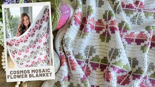 Mosaic Flower Blanket Crochet Pattern  Overlay Mosaic Crochet Technique [upl. by Paviour]